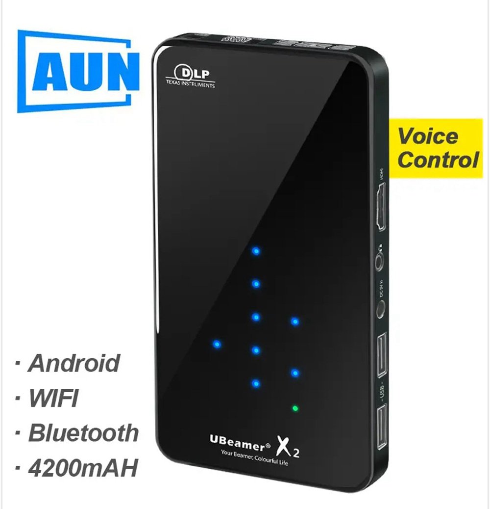 AUN X2 2GB/16GB Android7.1 Amlogic S905X Mini DLP Projector 854*480P 200 ANSI Lumens WIFI Support 1080P