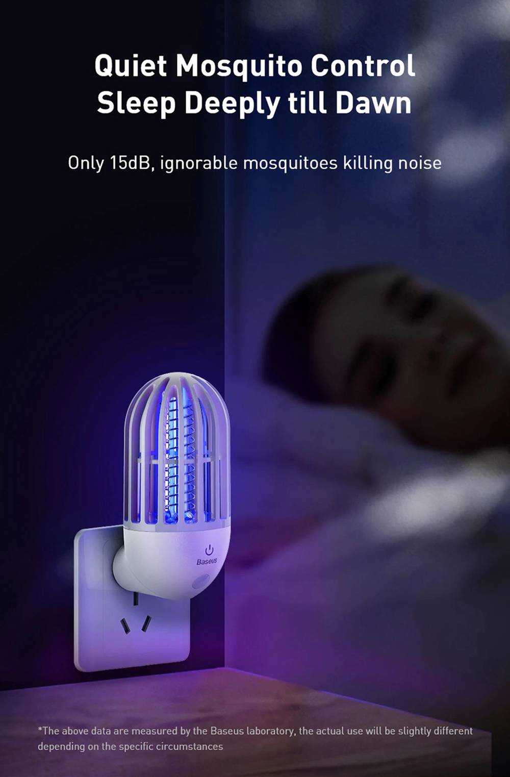 Baseus 2 In 1 Household Electric Mosquito Killer Lamp 365nm Light Wave Attracts Mosquito Silent Physical Mosquito Control USB Charging Promise Dimmable Night Light - White