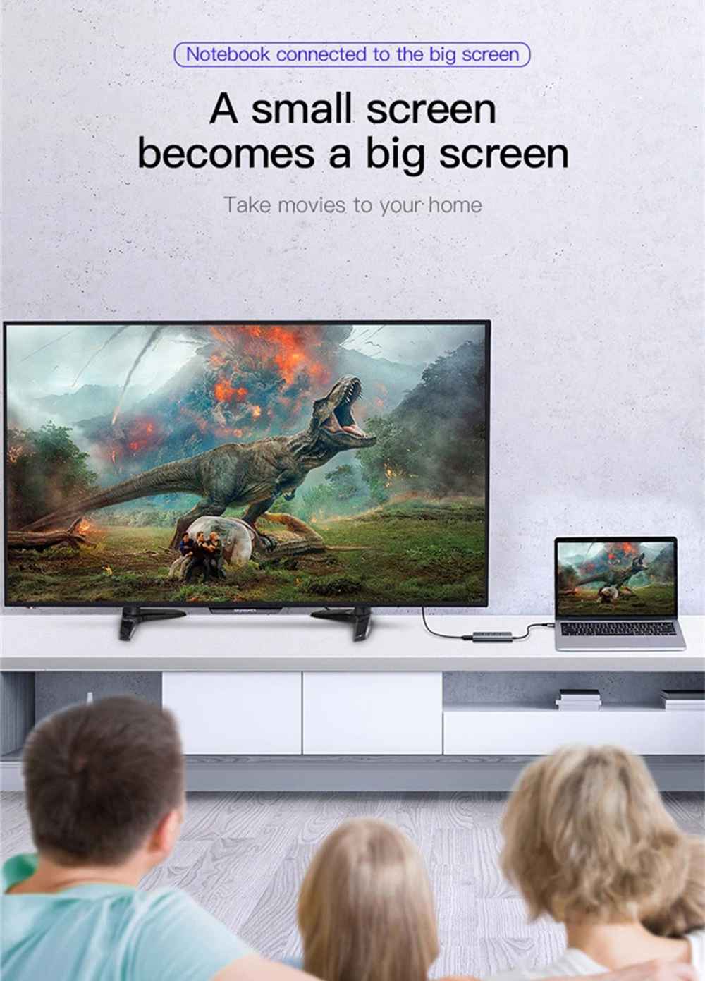 Baseus 5-in-1 Type-C HUB Adapter With 4 x USB 3.0 Ports + 4K HD Display Interface Support Mac OS Sierra / Windows 10 / Google Chrome OS For Type-C Smartphone / Laptop - Grey