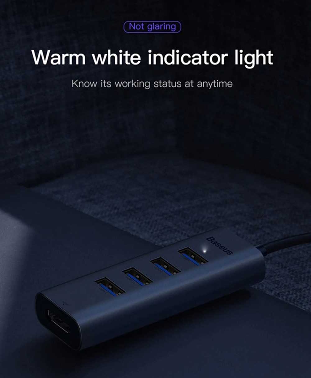 Baseus 5-in-1 Type-C HUB Adapter With 4 x USB 3.0 Ports + 4K HD Display Interface Support Mac OS Sierra / Windows 10 / Google Chrome OS For Type-C Smartphone / Laptop - Grey