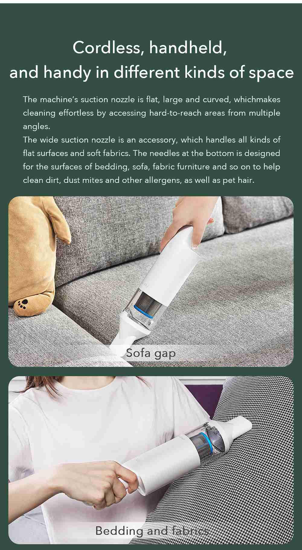 Cleanfly FV2 Portable Cordless Handheld Vacuum Cleaner 120W Brushless Digital Motor 16800Pa Suction Mite Removal Rate 99.9% One-click Dusting 3 x 2000 mAh Battery 25min Runtime For Sofa / Car Seat / Pet Hair From Xiaomi Youpin - White