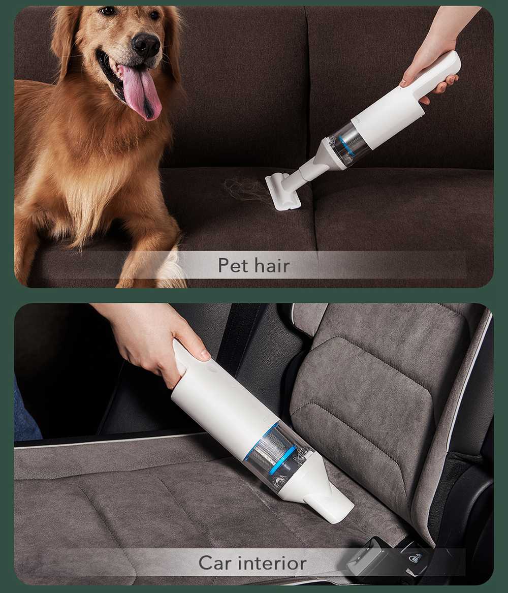 Cleanfly FV2 Portable Cordless Handheld Vacuum Cleaner 120W Brushless Digital Motor 16800Pa Suction Mite Removal Rate 99.9% One-click Dusting 3 x 2000 mAh Battery 25min Runtime For Sofa / Car Seat / Pet Hair From Xiaomi Youpin - White