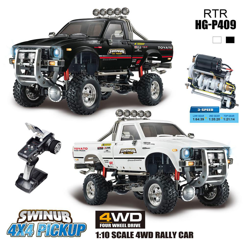 HG P409 1/10 2.4G 4WD RC Car Truck Rock Crawler without Battery Charger - Black