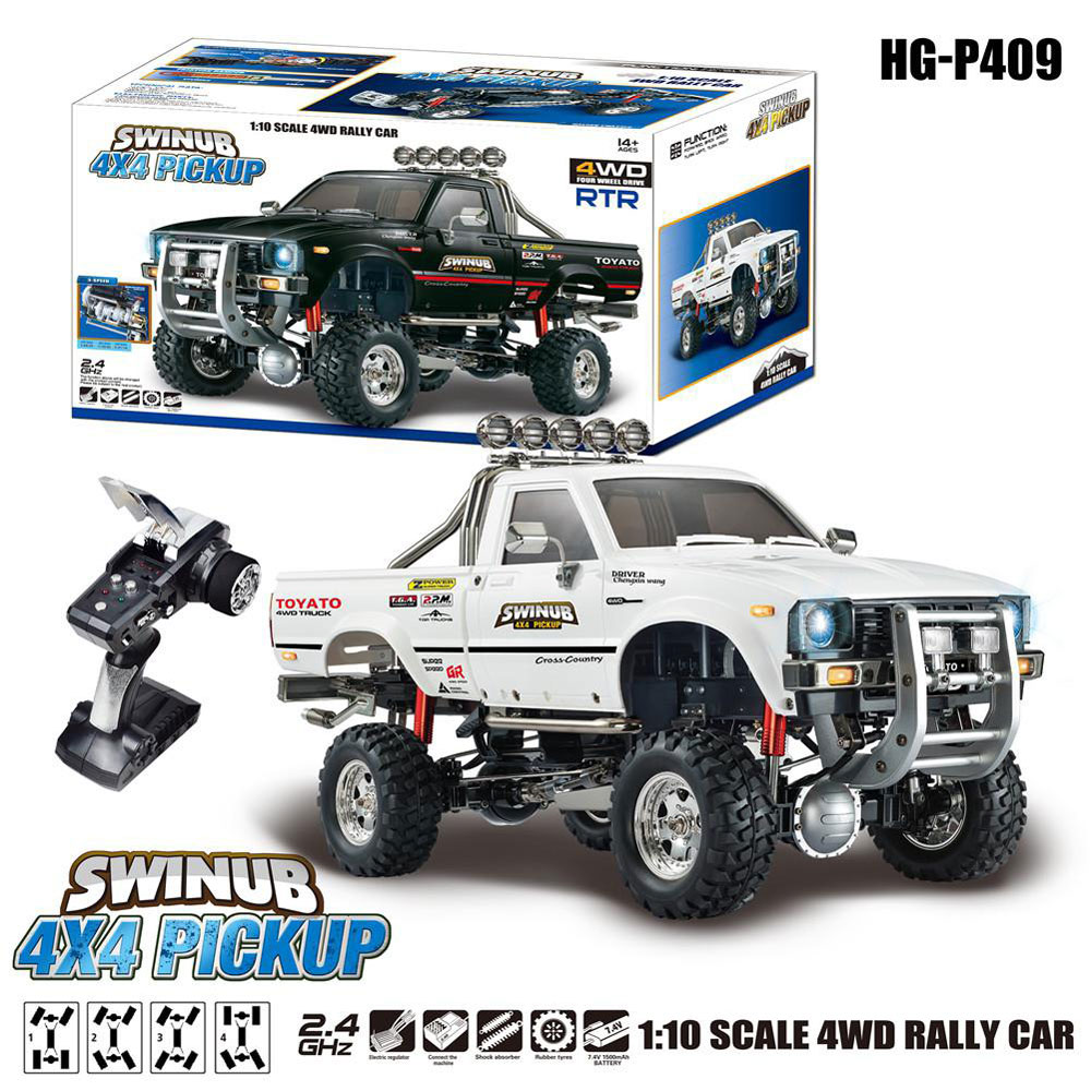 HG P409 1/10 2.4G 4WD RC Car Truck Rock Crawler without Battery Charger - White