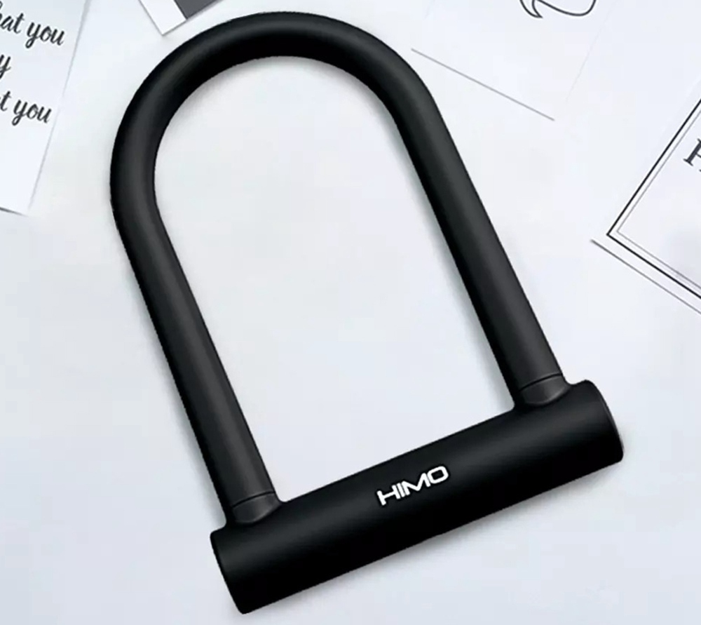 HIMO Portable Dual-open U-shaped Lock Solid Core Lock Body Silicone Sheath For Bicycle Motorcycle Security Anti-theft - Black