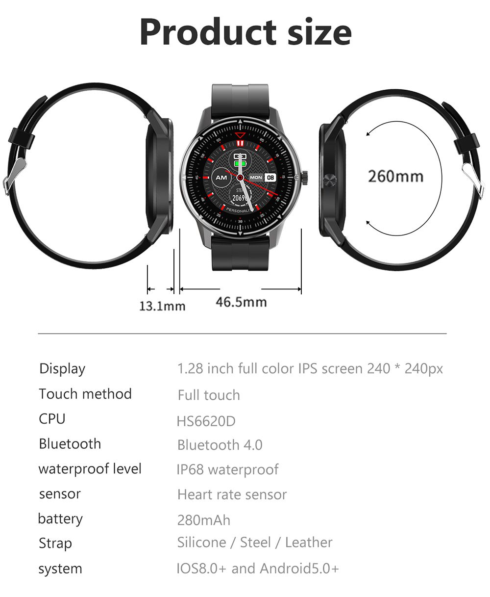 Makibes R8 Smart Watch 1.3 Inch IPS Touch Screen IP67 Heart Rate Blood Pressure Monitor - Green