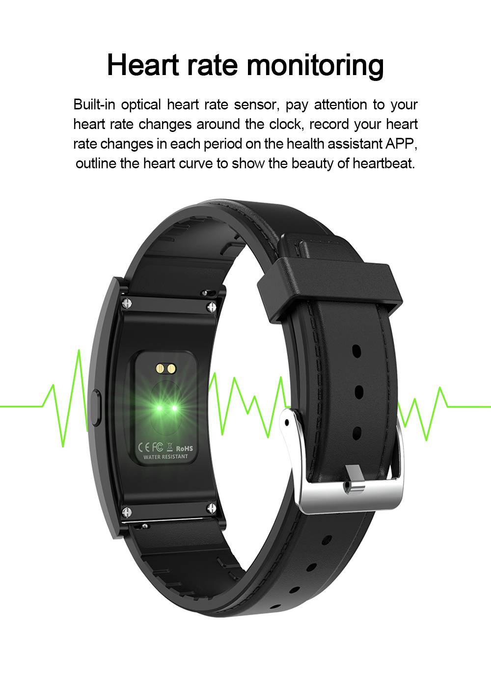 Makibes T20 Smartwatch 1.5 Inch AMOLED Display with Curved-screen - Black