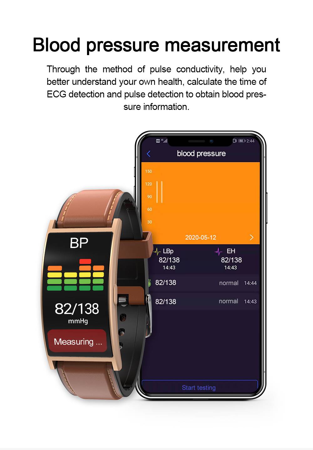 Makibes T20 Smartwatch 1.5 Inch AMOLED Display with Curved-screen - Black