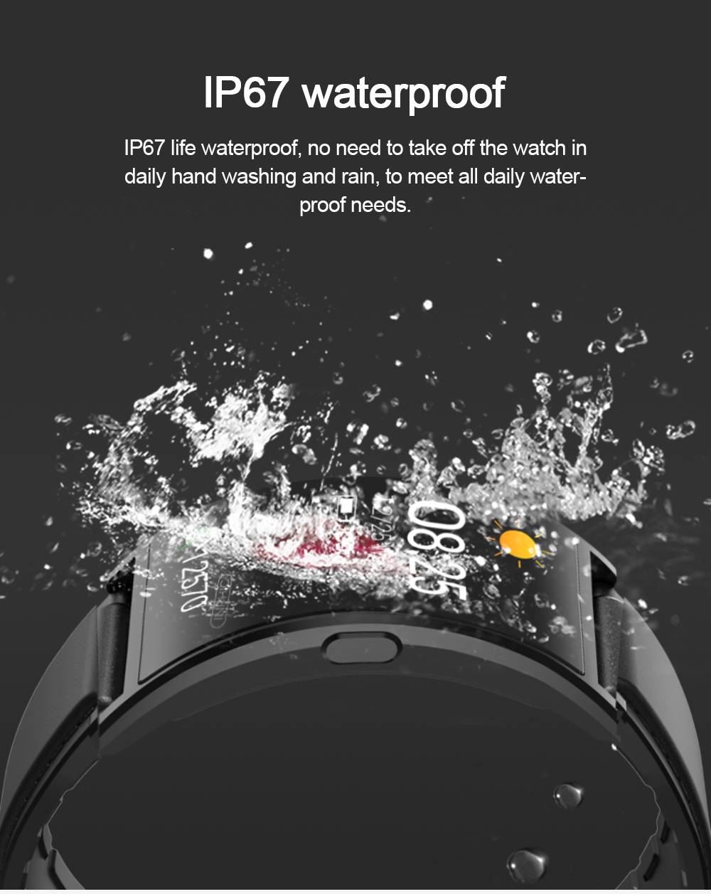 Makibes T20 Smartwatch 1.5 Inch AMOLED Display with Curved-screen - Black