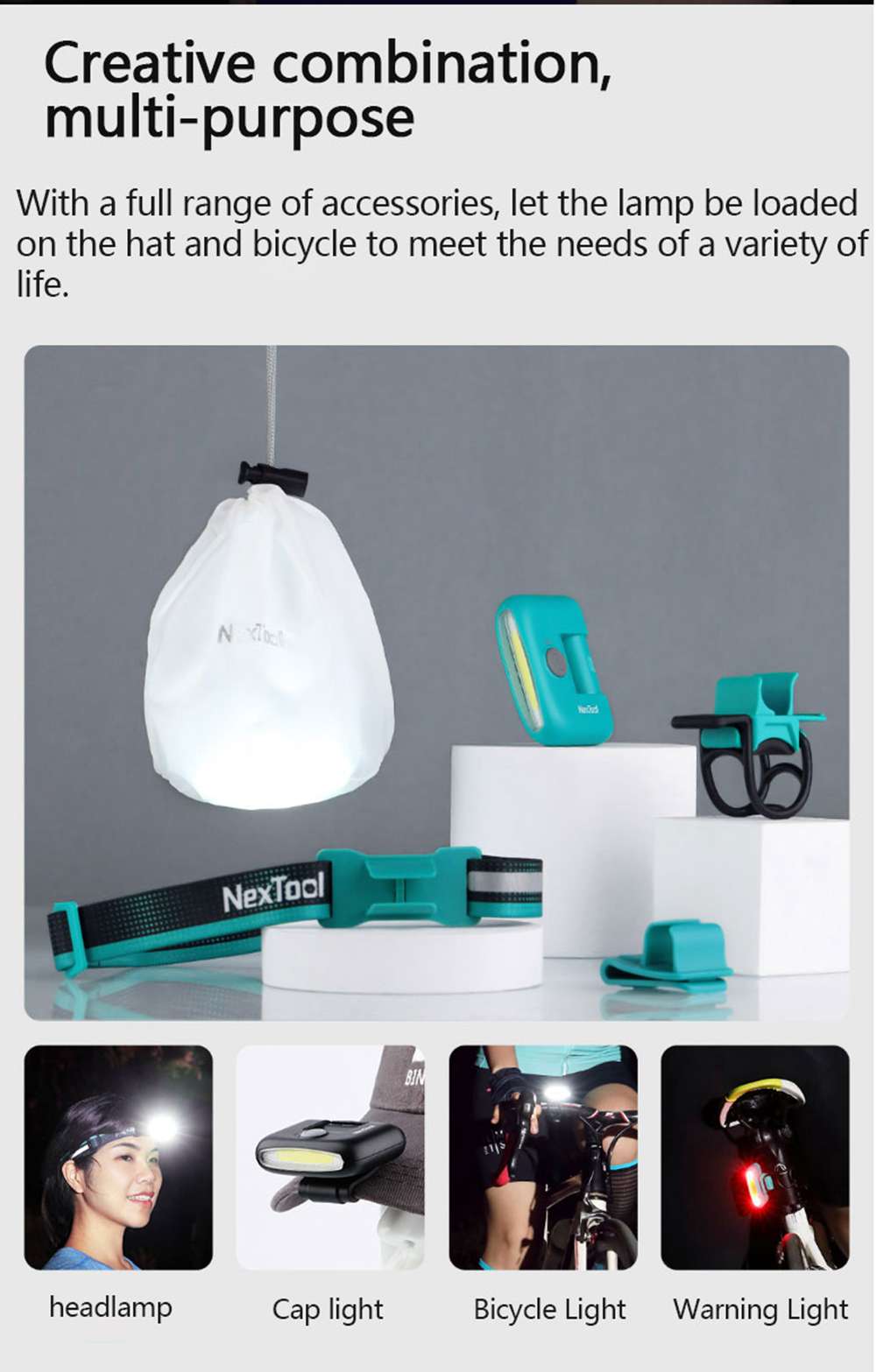 Nextool Portable Multi-function Headlight With Biking Holder 170 Lumens Four Modes Adjustable Angle Reflective Headband 640 mAh Battery IPX4 Waterproof For Running / Camping / Cycling From Xiaomi Youpin - Black 13 Nextool Portable Multi-function Headlight 170 Lumens Four Modes Adjustable Angle Reflective Headband 640 mAh Battery IPX4 Waterproof For Running / Camping / Cycling From Xiaomi Youpin - Black