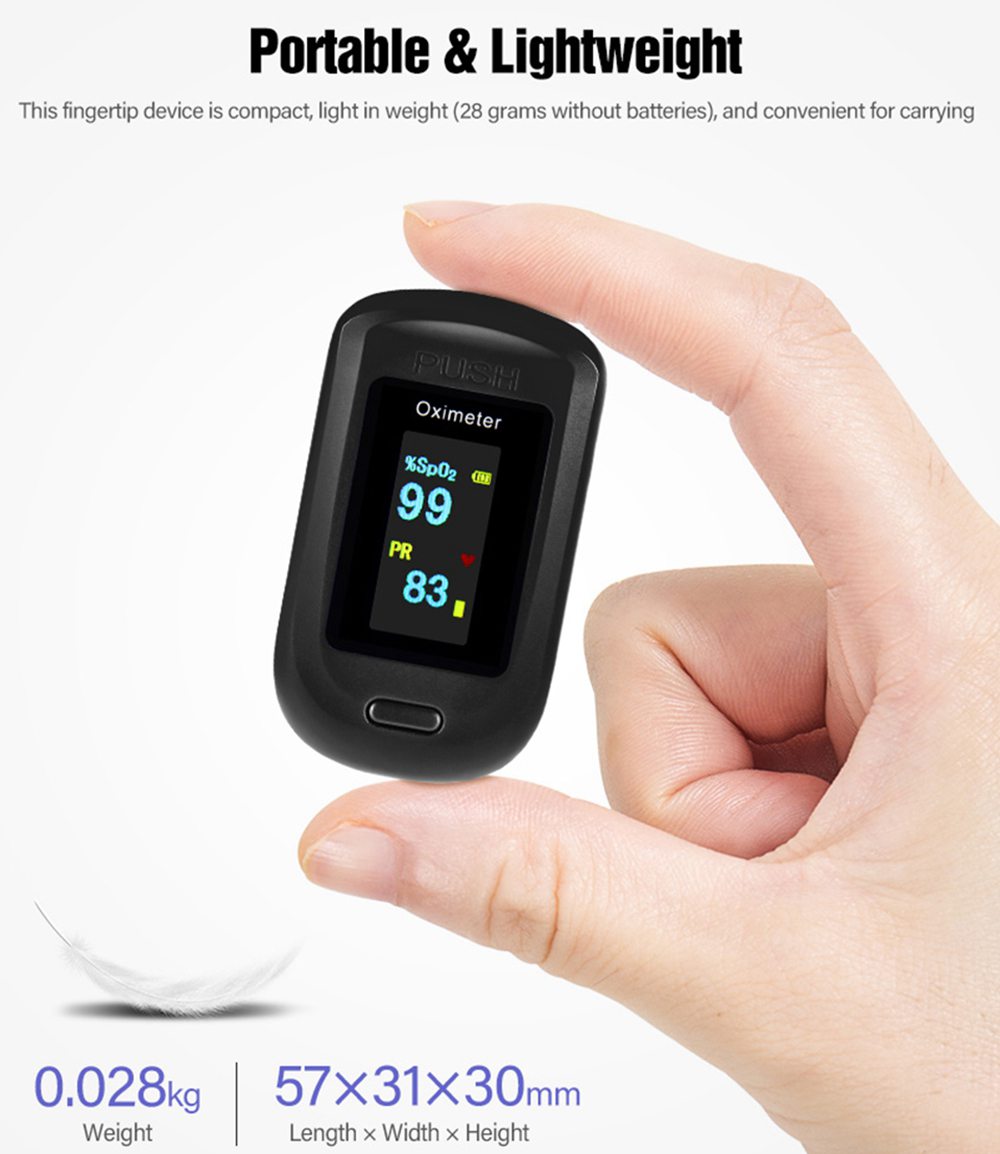 Portable Fingertip Oximeter Blood Oxygen Heart Rate Monitor LCD Display Home Physical Health Oximeter - Black + White