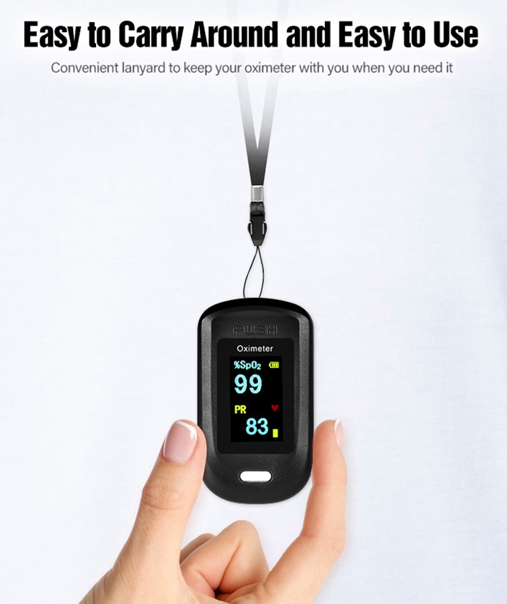 Portable Fingertip Oximeter Blood Oxygen Heart Rate Monitor LCD Display Home Physical Health Oximeter - Black + White