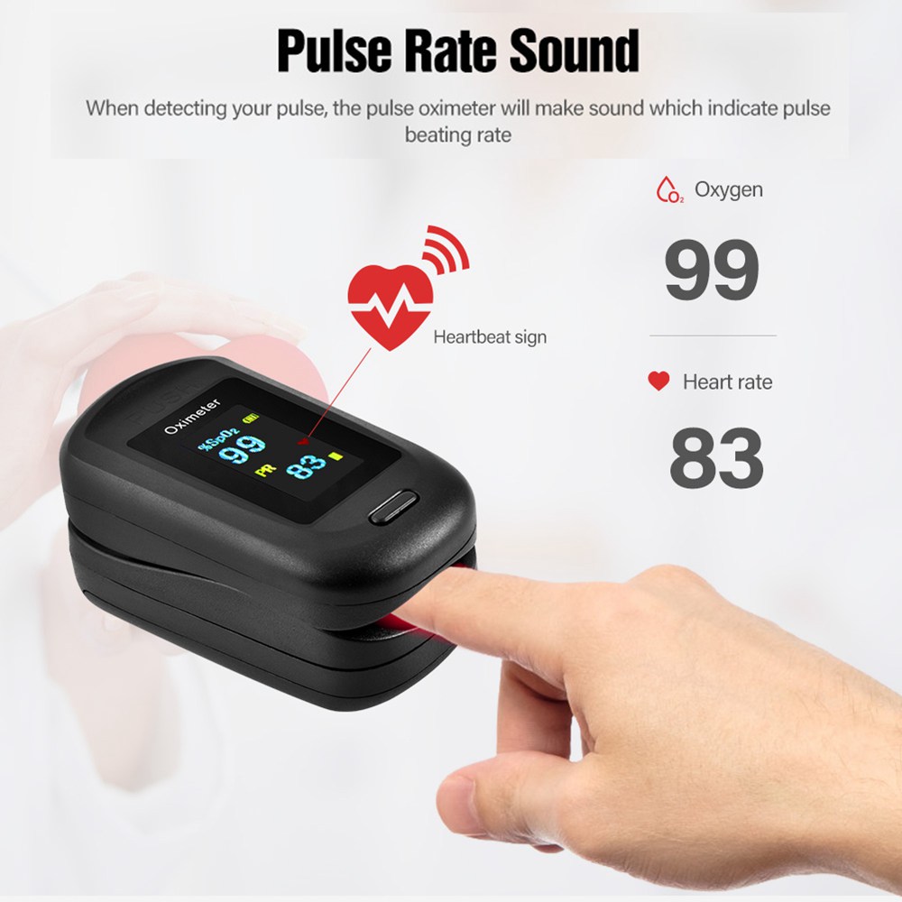 Portable Fingertip Oximeter Blood Oxygen Heart Rate Monitor LCD Display Home Physical Health Oximeter - Black
