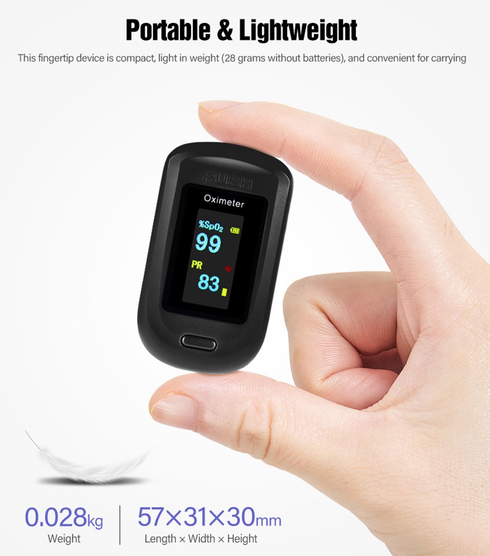 Portable Fingertip Oximeter Blood Oxygen Heart Rate Monitor LCD Display Home Physical Health Oximeter - Black