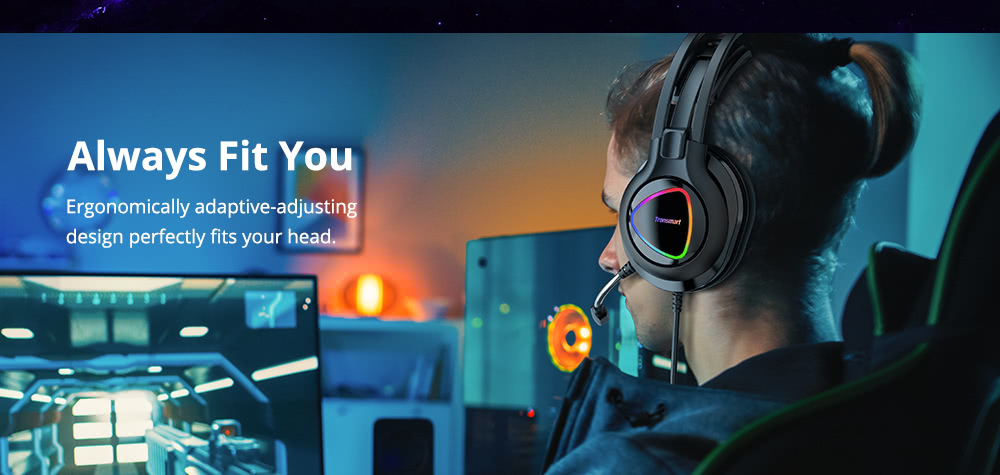 Tronsmart Glary Alpha Colorful LED Gaming Headset with  Lighting 3.5mm+USB Port