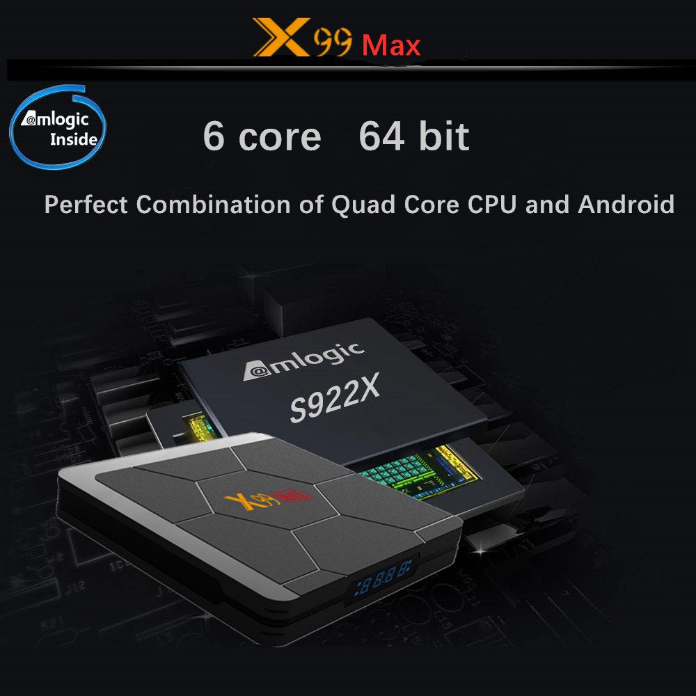 X99 MAX-922 Amlogic S922X 4G DDR4 RAM 128G eMMC 4K Android TV BOX 2.4G+5G WIFI Bluetooth 5.0 Gigabit LAN Optical USB3.0
