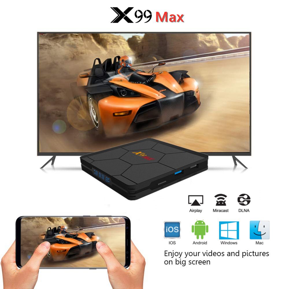 X99 MAX-922 Amlogic S922X 4G DDR4 RAM 128G eMMC 4K Android TV BOX 2.4G+5G WIFI Bluetooth 5.0 Gigabit LAN Optical USB3.0