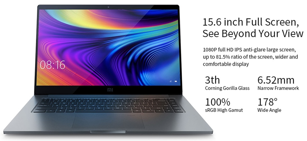 Xiaomi Mi Notebook Pro 2020 Intel Core i7-10510U 15.6 Inch 1920 x 1080 FHD Screen NVIDIA GeForce® MX350 Windows 10 16GB DDR4 1TB SSD Full Size Backlight Keyboard - Gray