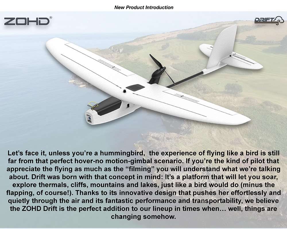 ZOHD Drift 877mm Wingspan RC Airplane FPV Glider AIO EPP - PNP Version