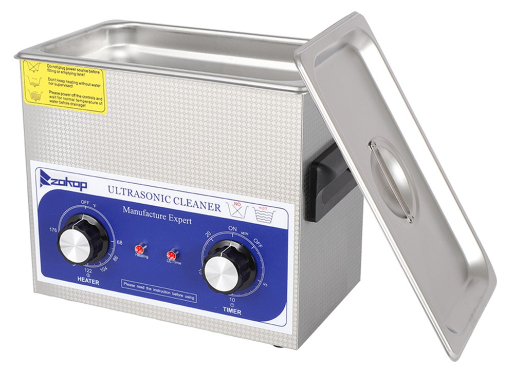 ZOKOP 230HT Stainless Steel Ultrasonic Cleaner 3L Capacity Blue