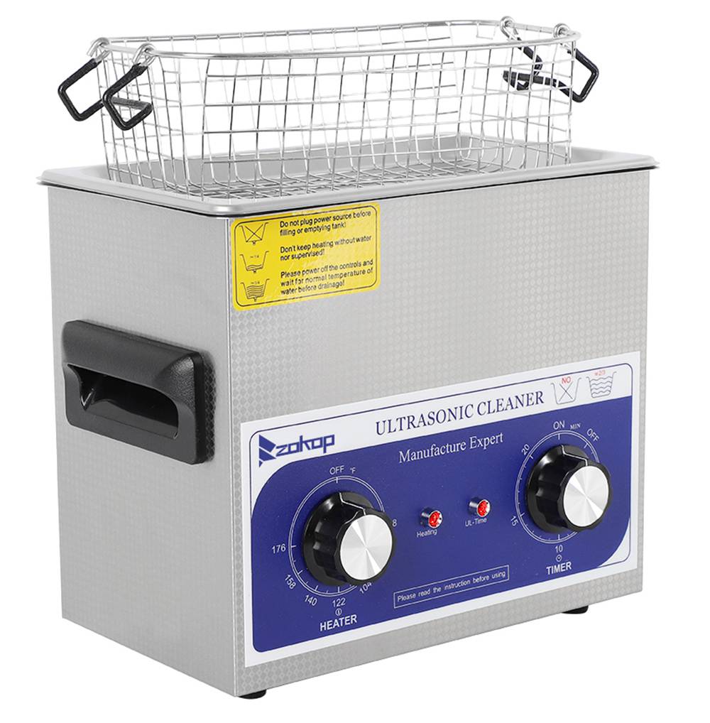 ZOKOP 230HT Stainless Steel Ultrasonic Cleaner 3L Capacity Blue