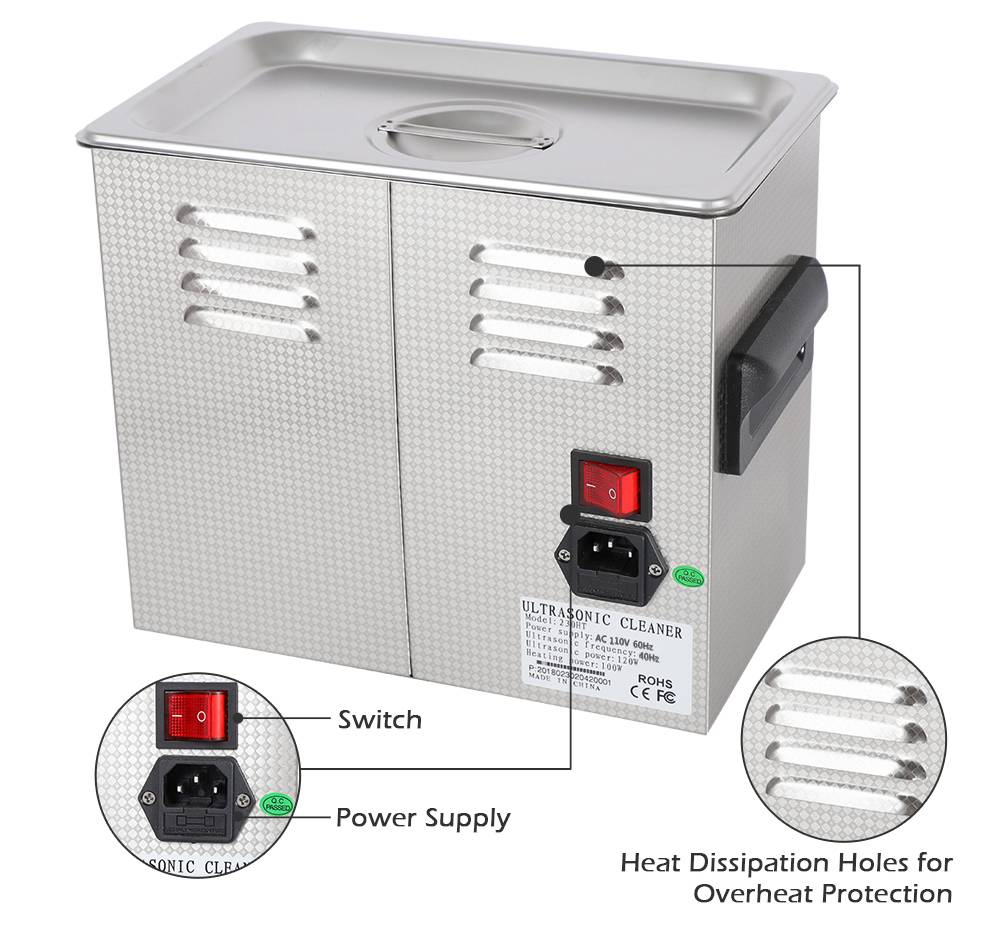 ZOKOP 230HT Stainless Steel Ultrasonic Cleaner 3L Capacity Blue