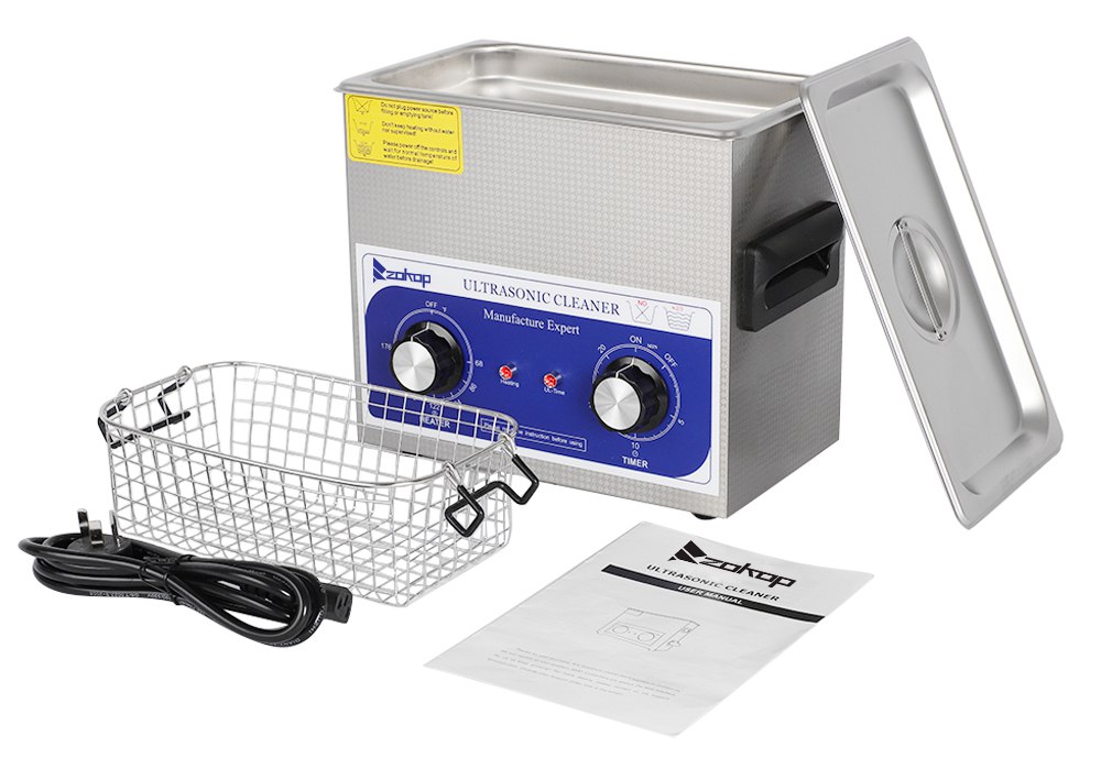 ZOKOP 230HT Stainless Steel Ultrasonic Cleaner 3L Capacity Blue