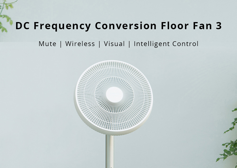 Zhimi Wireless DC Frequency Conversion Floor Fan 3 Sterilization Anion 33.6Wh Lithium Battery 20 Hours Runtime 100 Wind Speeds APP AI Voice Control Low Noise From Xiaomi Youpin - White