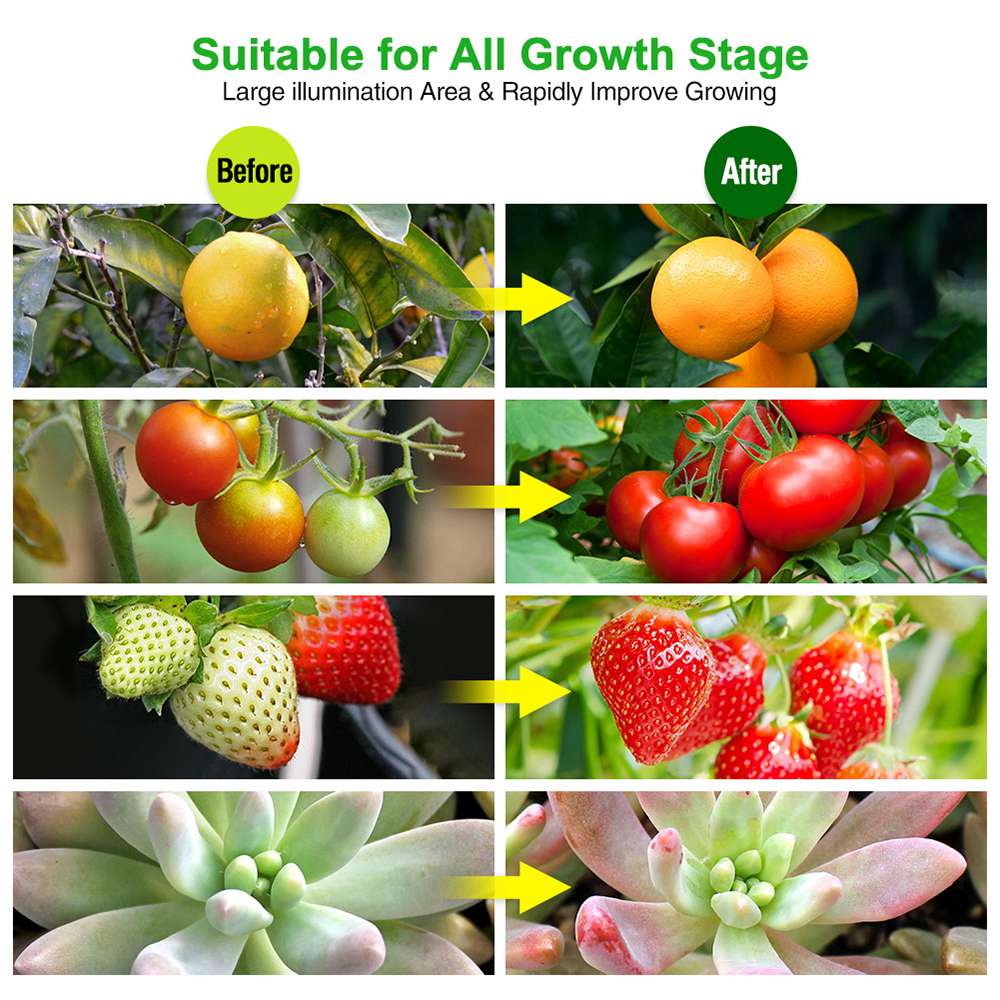 1500W Full Spectrum Plant Light  LED Grow Light with Ultra-quiet Dual Fan for Garden - White