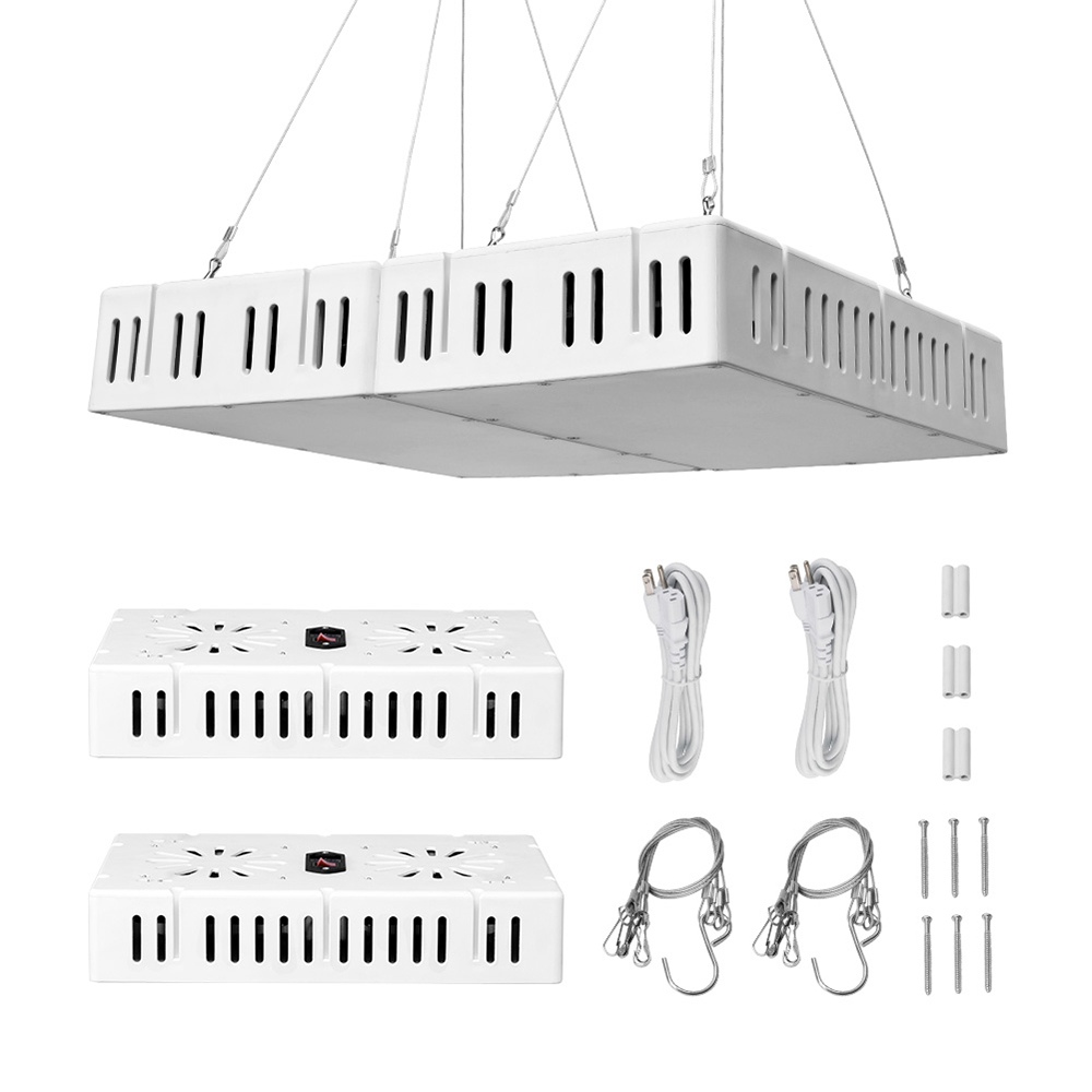 1500W Full Spectrum Plant Light  LED Grow Light with Ultra-quiet Dual Fan for Garden - White
