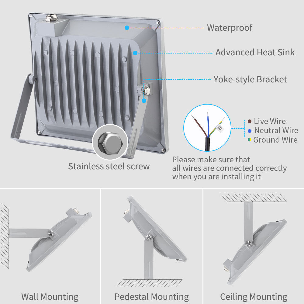 30W 2400 Lumens Outdoor LED Spotlight IP65 Waterproof With Sensor Dust-proof Shockproof Explosion-proof For Truck Jeep Tractor Boat - Cool White