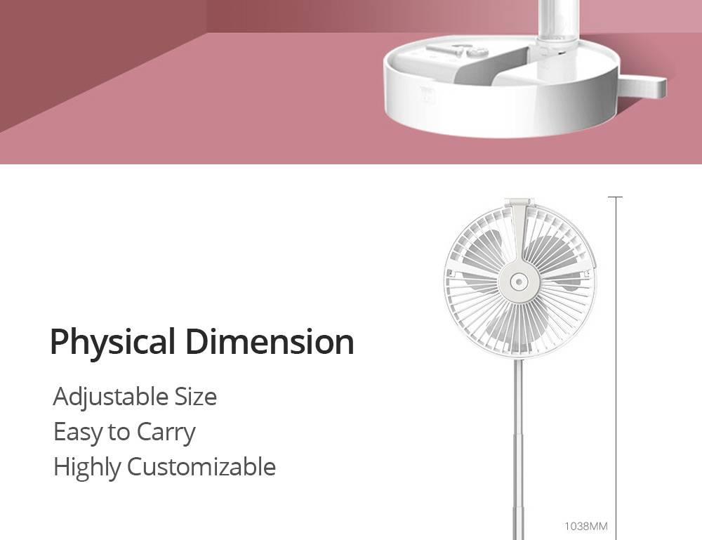 Portable Telescopic Fan USB Rechargeable Desk Table Fan Air Circulator Folding Floor Fan Mini Misting Fan With LED Night Lights 4 Speed Settings For Home Outdoor Office - Pink