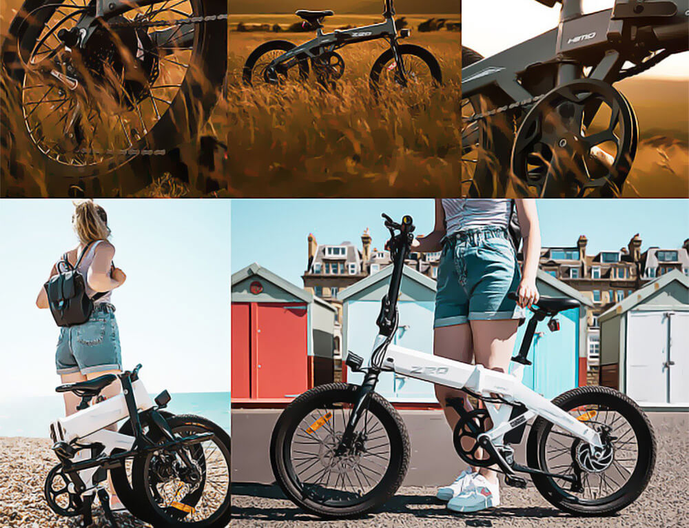 Bicicleta eléctrica plegable HIMO Z20 Neumático de 20 pulgadas Motor de 250 W CC Hasta 80 km Alcance Batería extraíble Shimano Transmisión de 6 velocidades Pantalla inteligente Freno de disco doble Versión CN - Gris