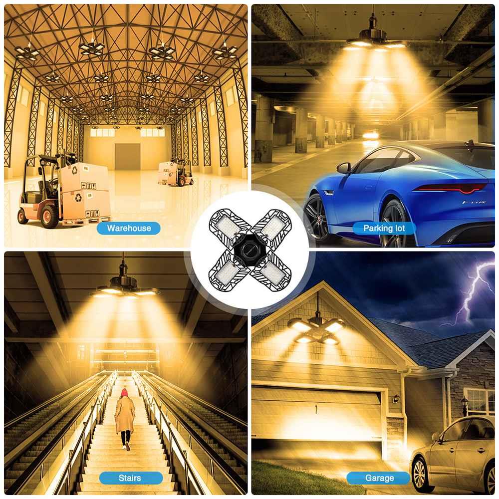 LED Garage Light, 120W FourLeaf Ceiling Light with Adjustable Aluminu