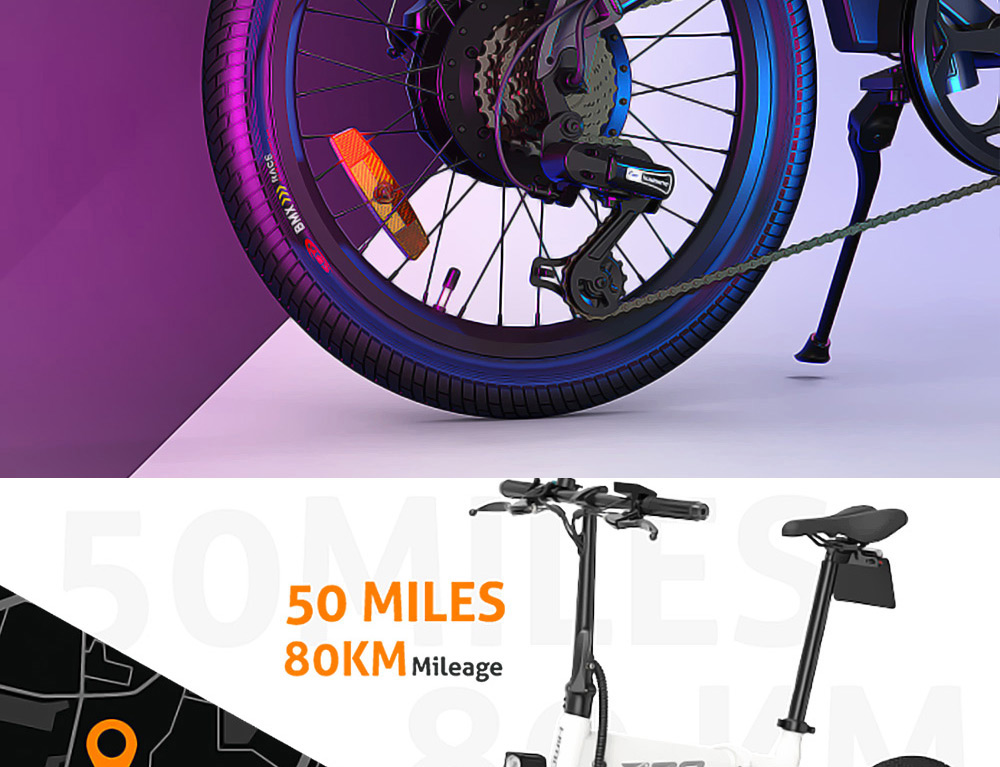 HIMO Z20 Folding Electric Bicycle 20 Inch Tire 250W DC Motor Up To 80km Range Removable Battery Shimano 6-speed Transmission Smart Display Dual Disc Brake Europe Version - Rose Gold