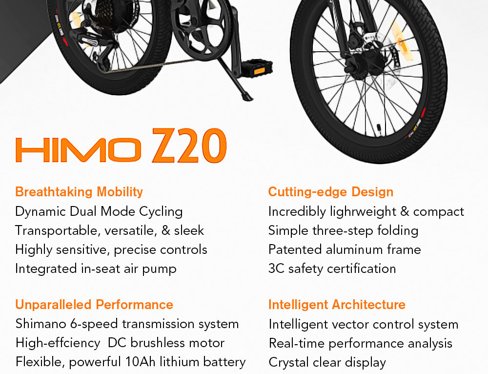 HIMO Z20 Folding Electric Bicycle 20 Inch Tire 250W DC Motor Up To 80km Range  Removable Battery Shimano 6-speed Transmission Smart Display Dual Disc Brake Europe Version - Rose Gold