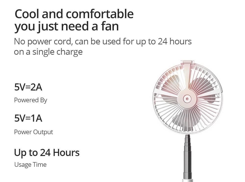 Portable Telescopic Fan USB Rechargeable Desk Table Fan Air Circulator Folding Floor Fan Mini Misting Fan With LED Night Lights 4 Speed Settings For Home Outdoor Office - Pink
