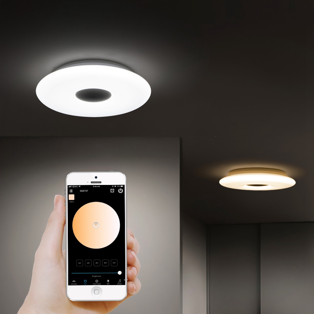 OFFDARKS Smart Ceiling Light WIFI Voice Control Bluetooth Speaker APP Remote Control Bedroom Kitchen Music Ceiling lamp