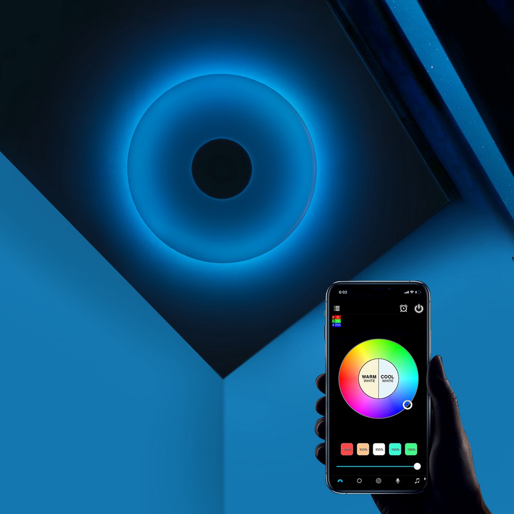 OFFDARKS Smart Ceiling Light WIFI Voice Control Bluetooth Speaker APP Remote Control Bedroom Kitchen Music Ceiling lamp