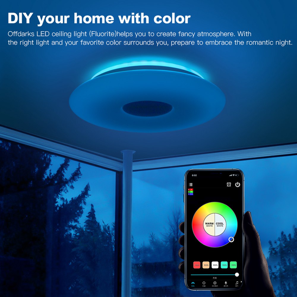 OFFDARKS Smart Ceiling Light WIFI Voice Control Bluetooth Speaker APP Remote Control Bedroom Kitchen Music Ceiling lamp