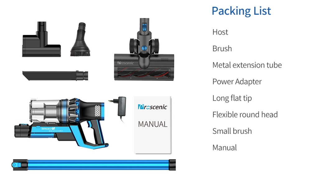Proscenic P10 Handheld Wireless Vacuum Cleaner Portable Rechargeable Home Vacuum Cleaner Cyclone Filter Cleaner Dust Collector - Blue