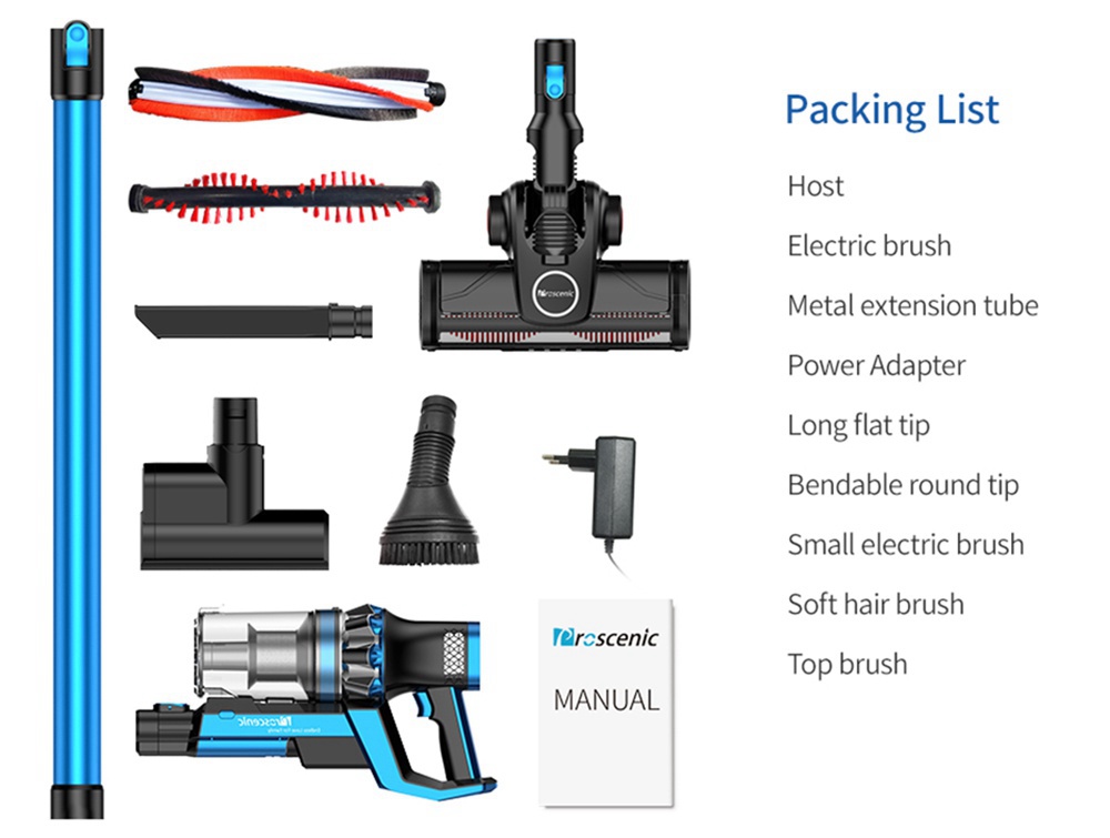 Proscenic P10 Handheld Wireless Vacuum Cleaner Portable Rechargeable Home Vacuum Cleaner Cyclone Filter Cleaner Dust Collector - Blue