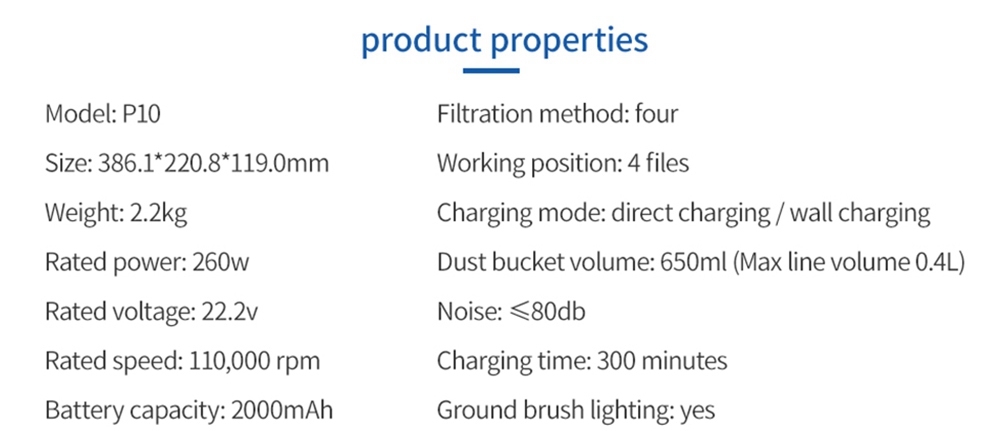 Proscenic P10 Handheld Wireless Vacuum Cleaner Portable Rechargeable Home Vacuum Cleaner Cyclone Filter Cleaner Dust Collector - Blue