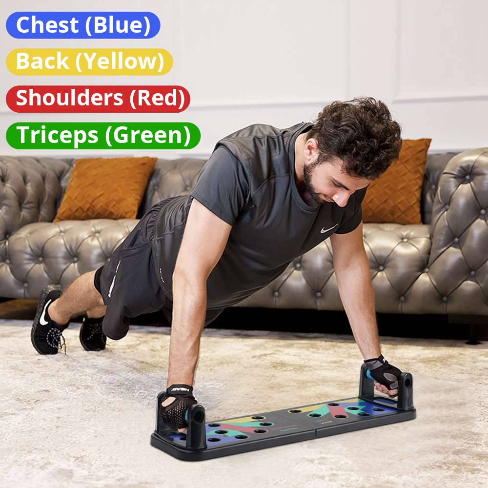 Portable Fitness Exercise Push-up Pad Non-slip Handle Training Abdomen Back Muscles - Blue