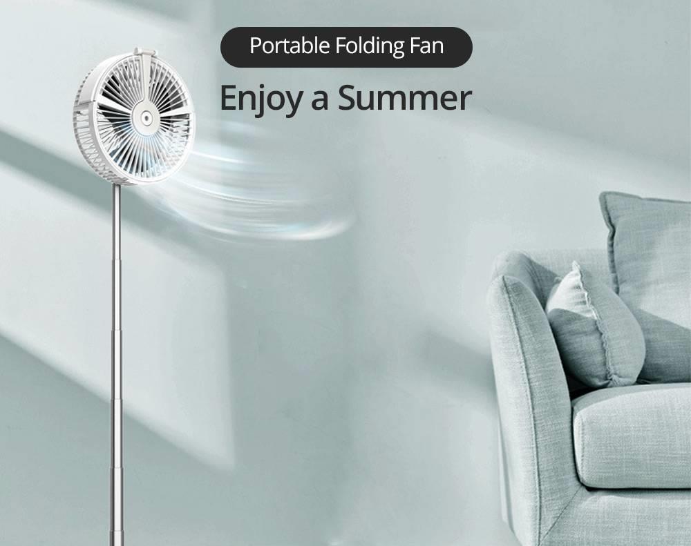 Portable Telescopic Fan USB Rechargeable Desk Table Fan Air Circulator Folding Floor Fan Mini Misting Fan With LED Night Lights 4 Speed Settings For Home Outdoor Office - Pink