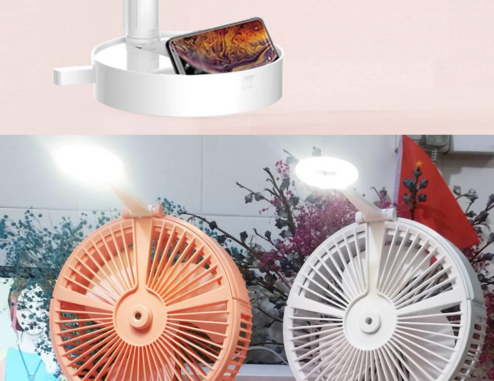 Portable Telescopic Fan USB Rechargeable Desk Table Fan Air Circulator Folding Floor Fan Mini Misting Fan With LED Night Lights 4 Speed Settings For Home Outdoor Office - Pink