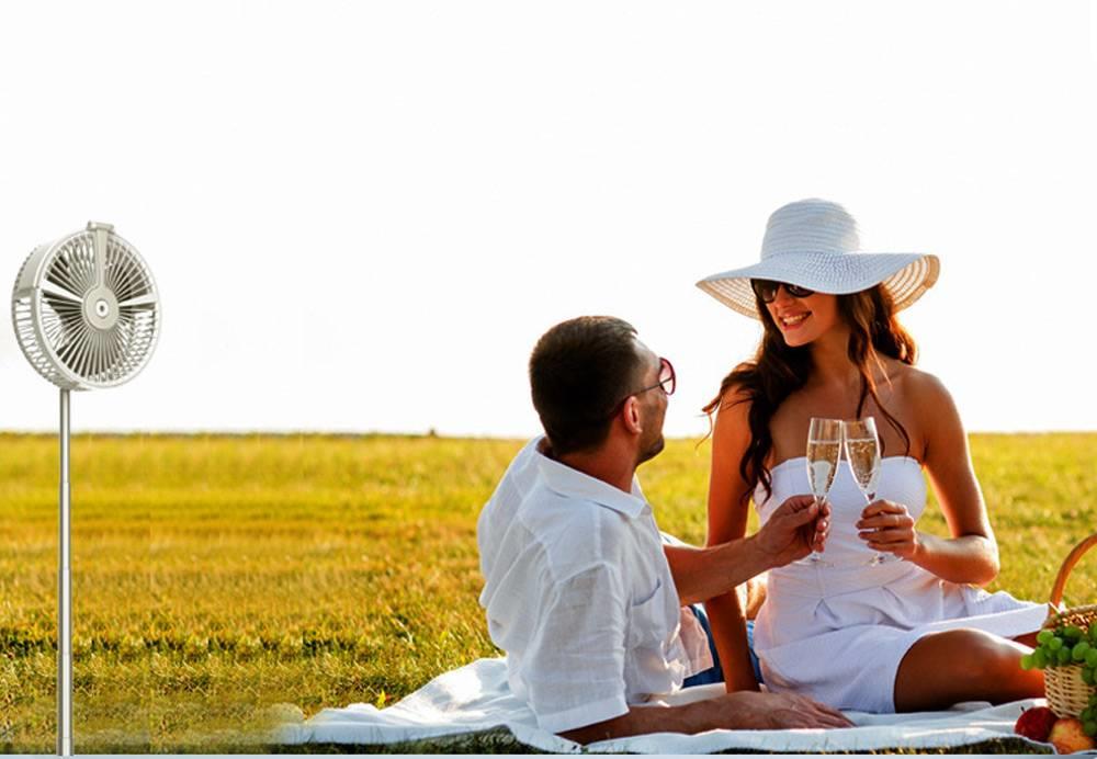 Portable Telescopic Fan USB Rechargeable Desk Table Fan Air Circulator Folding Floor Fan Mini Misting Fan With LED Night Lights 4 Speed Settings For Home Outdoor Office - Pink