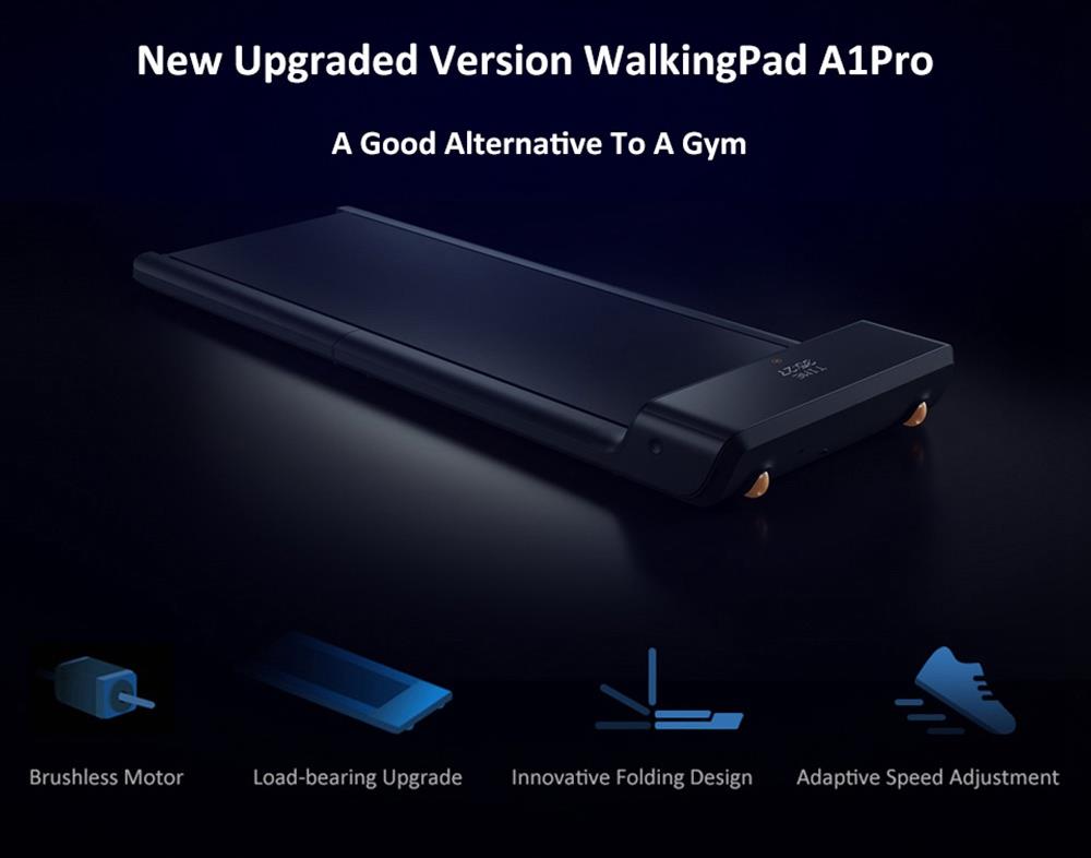 Xiaomi WalkingPad A1 Pro Fitness Walking Machine Foldable Treadmill Electric Gym Equipment LED Display Smart APP Control 2 Sport Modes 100kg Load Capacity- Black