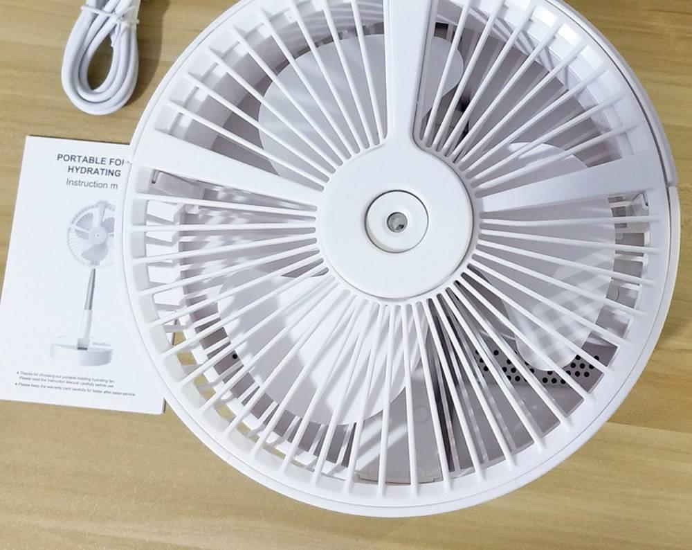 Portable Telescopic Fan USB Rechargeable Desk Table Fan Air Circulator Folding Floor Fan Mini Misting Fan With LED Night Lights 4 Speed Settings For Home Outdoor Office - Pink