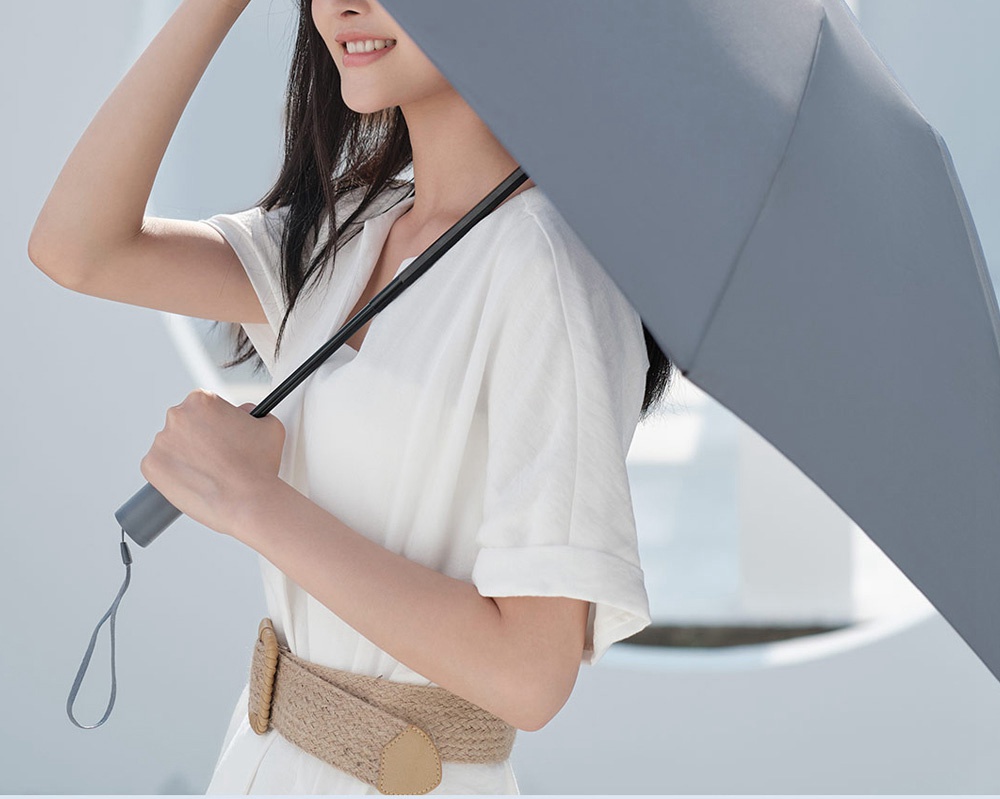 90FUN Portable Fully Automatic Reverse Folding Lighting Umbrella Anti-UV UPF50+ Windproof Wind Resistant Umbrella Three Folding From Xiaomi Youpin - Black